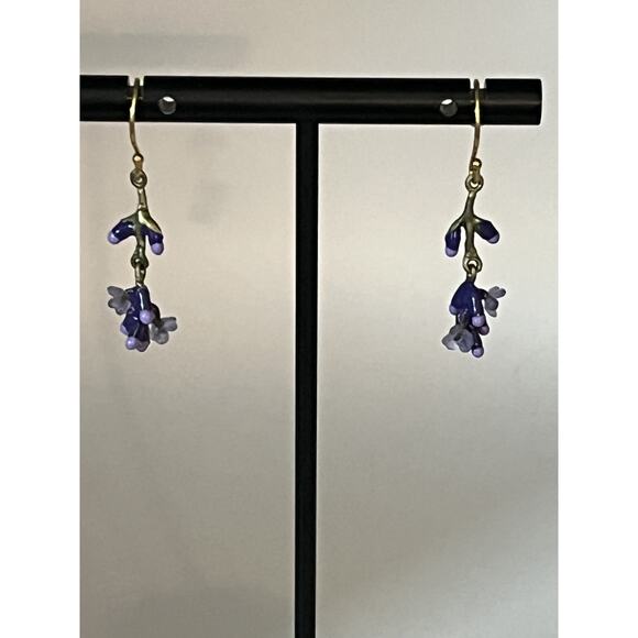 Michael Michaud Lavender Dangle Wire Earrings - Picture 1 of 2
